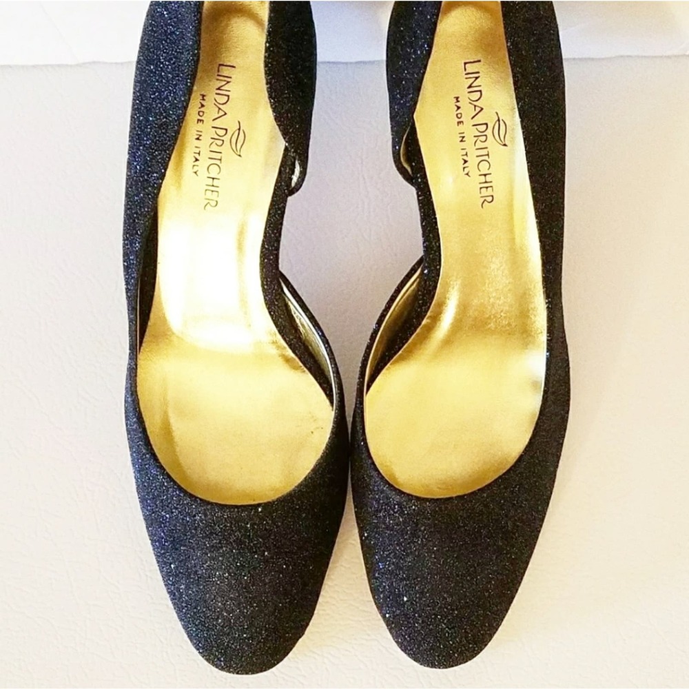 Linda Pritcher Soutine Made In Italy Black Onyx Pumps Size 7 1/2 Eur 37 1/2 - Picture 4 of 11